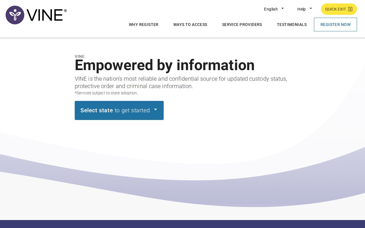 Texas VINELink search page for a Presidio County inmate check